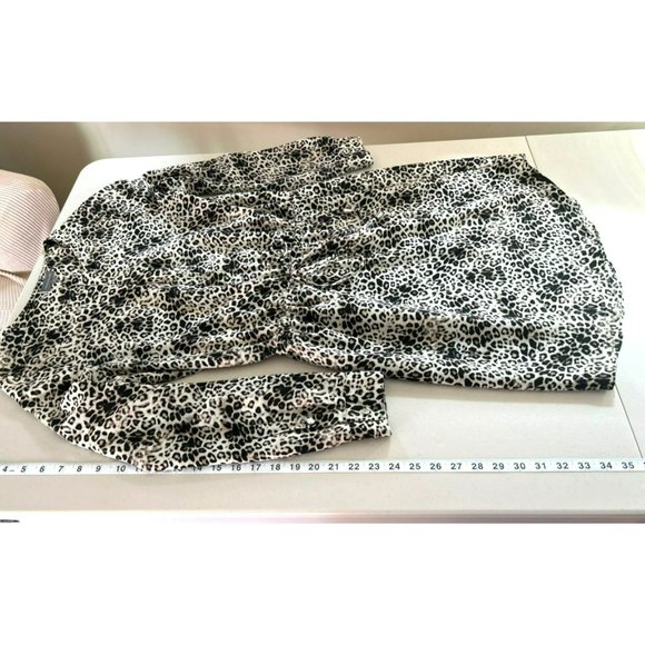 Vince Camuto Women's Leopard Print Drawstring Dress Size 4 Long Sleeve Scoop Hem - Picture 7 of 10